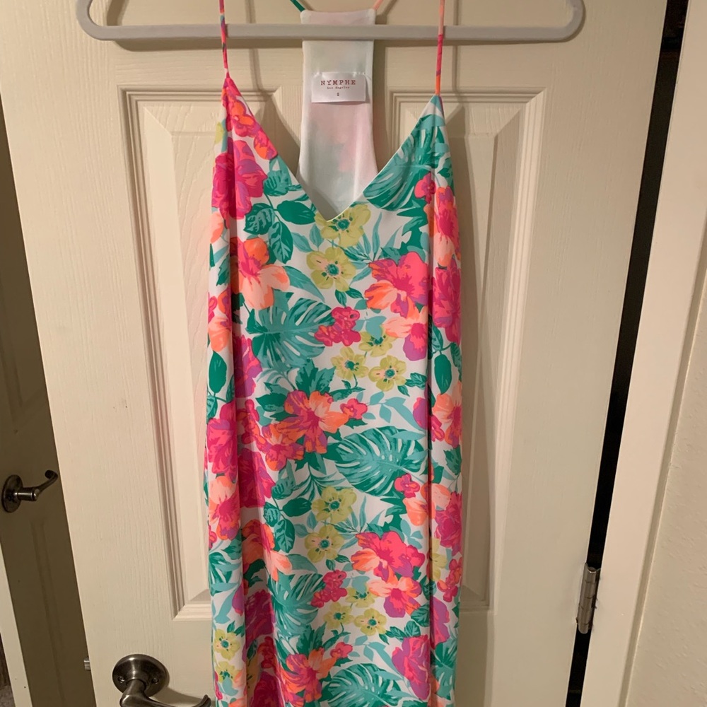 Floral, above knee, strapped dress, size small